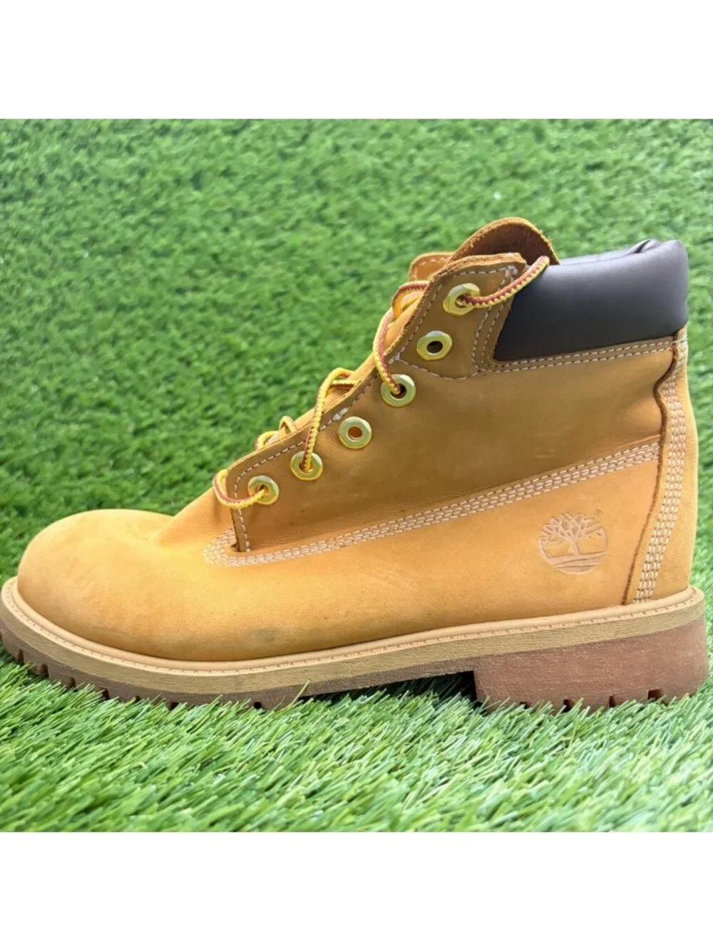 Timberland Premium 6-Inch Boys Size 6.5Y Brown Outdoor Nubuck Waterproof Boots